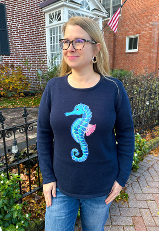 Lulu B Navy Seahorse Sweater