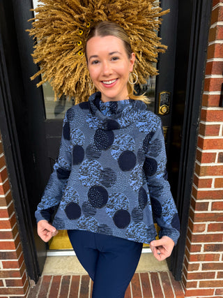 Olivia by Habitat Dot Jacquard Cowl Neck Top Navy