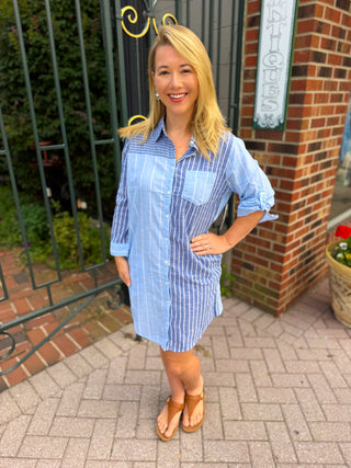 Coastal Mix Chambray Shirt Dress