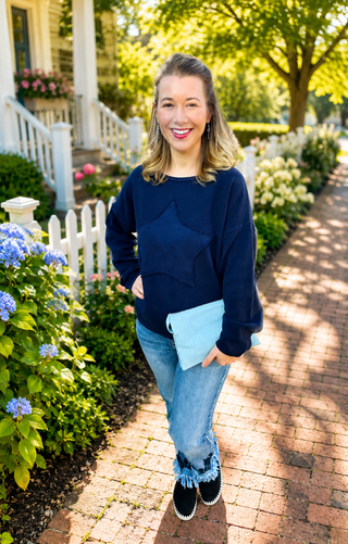 Cotton Lani Navy Star Cotton Sweater