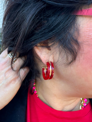 Red Hoop Earrings