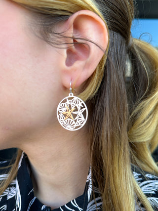 Two Tone Round Starfish Earrings