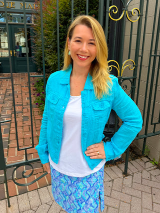 Lulu B Turquoise Linen Jacket