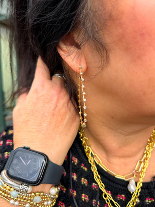 Gold and Crystal Teardrop Hoop Earring