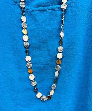 Blue & Gold Circles Necklace