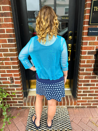 Beachtime by Lulu B Navy Daisy 2-Pocket Skort