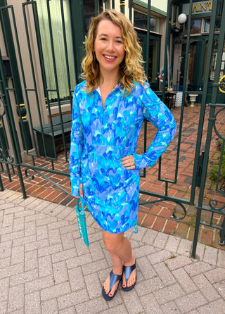 Beachtime by Lulu B The Sun Dress Blue Multicolor Hearts