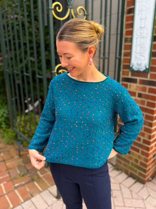 Olivia by Habitat Teal Confetti Party Pullover