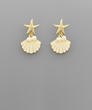 Starfish & Shell Earrings Ivory