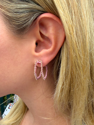 Mauve Hexagon Hoop Earrings