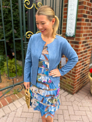 Tango Mango Chambray Blue Faux Suede Jacket