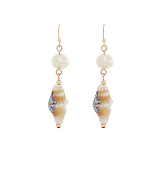 Snail Ceramic Pearl Earrings Gold
