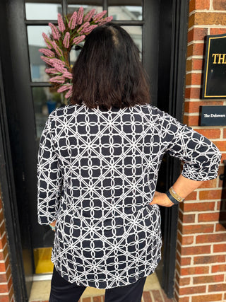 Lulu B Black and Stone Loops Button Tunic