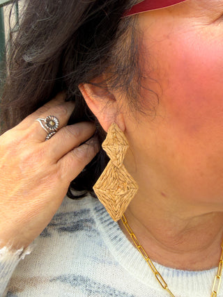 Tan Diamond Shape Earrings