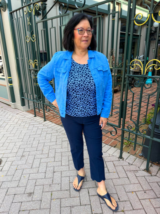 Lulu B Bright Periwinkle Linen Jacket