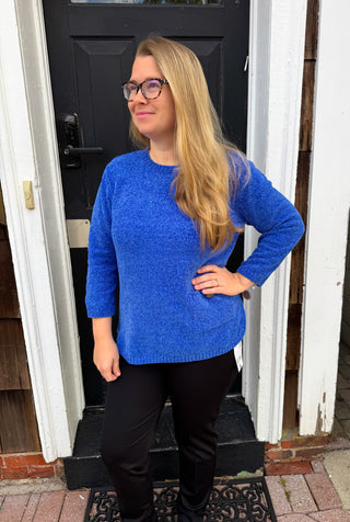 Lulu B Blue Heathered Chenille Pullover