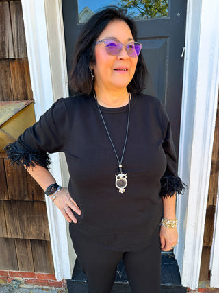 Lulu B Black Cashmere with Frill Cuff