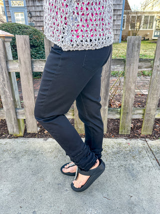 Lulu B Denim Fringe Pant Black