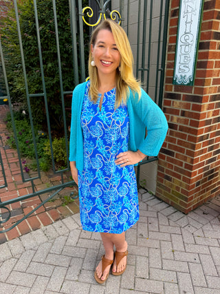 Lulu B Clear Turquoise Lightweight Cardigan