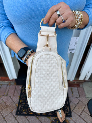 Waverly Woven Sling Bag Cream