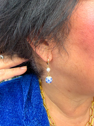 Blue and White Porcelain Earrings