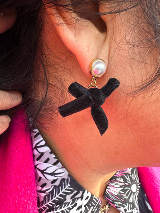 Black Bow Earrings