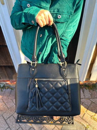 Black Quilted Shoulder Handbag