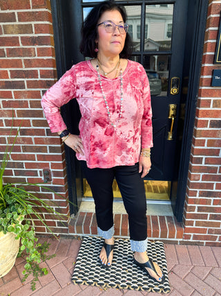 Lulu B Black Denim Cuff Pearl Pant