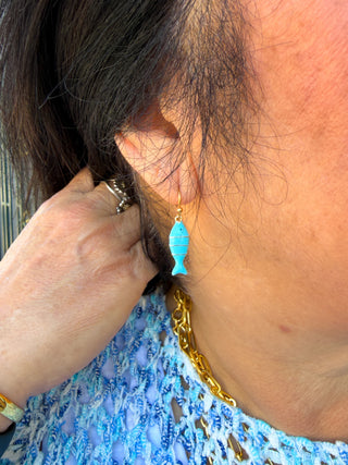 Turquoise Fish Earrings