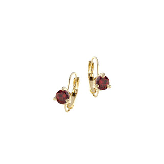 Beijos Collection - Garnet Gold Prong Set Earrings