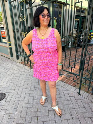 Lulu B Pink and Orange Chevron Cha Cha Dress