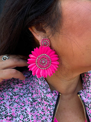 Pink Flower Earrings