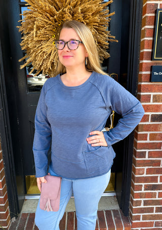 Escape by Habitat Denim Pocket Pullover Cotton Top