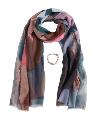 Multi Strokes Knit Scarf + Bracelet Set