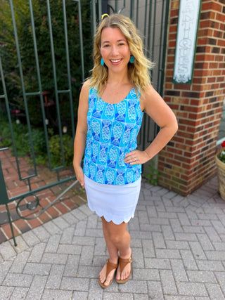 Lulu B Coastal Fish UPF 50+ Scoop Neck Tank