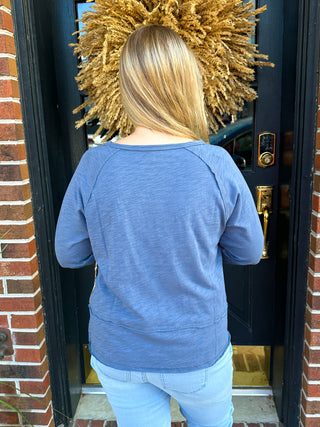 Escape by Habitat Denim Pocket Pullover Cotton Top