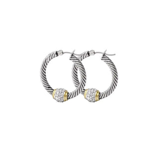 Antiqua Pavé Collection - Twisted Wire Hoop Earrings