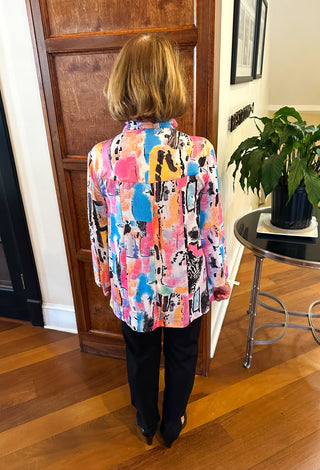 Tango Mango Abstract Energy Wire Collar Swing Top