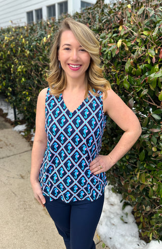 Lulu B Seahorse Lattice Sleeveless V-neck Top