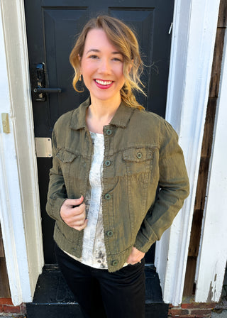 Lulu B Olive Linen Jacket