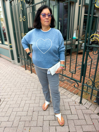 Charlie B Heather Storm Embroidered Heart Sweater