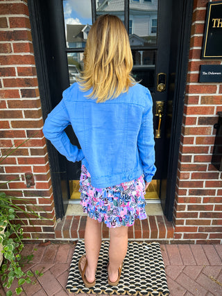 Lulu B Bright Periwinkle Linen Jacket