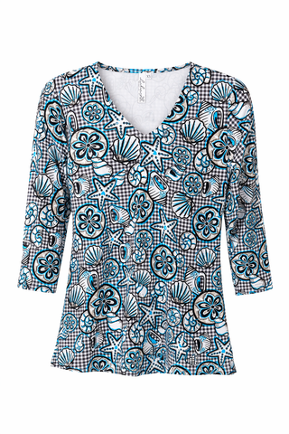 Lulu B Black Gingham Shells V-Neck Top