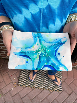 Watercolor Starfish Clutch Bag