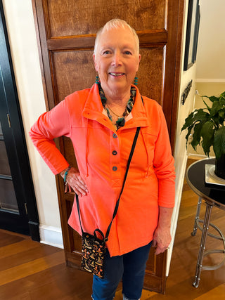 Lulu B Salmon Waffle Knit Textured Button Tunic