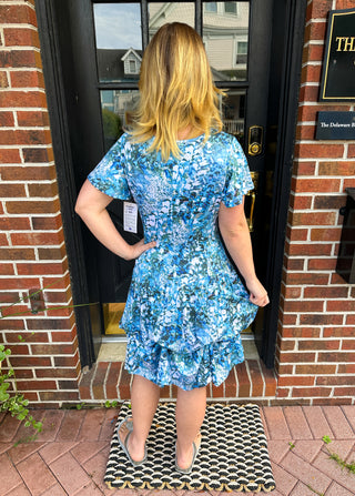 Tango Mango Rippling Waters Short Sleeve Bubble Hem Dress