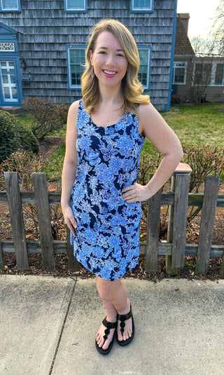 Beachtime by Lulu B Navy Hibiscus Basic Tank