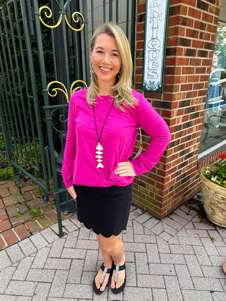 Escape by Habitat Fuchsia Pink Twist Cotton Pullover Tee