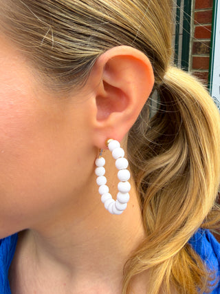 White Beaded Earrings