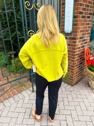Escape by Habitat Citron French Terry Raw Edge Boxy Pullover